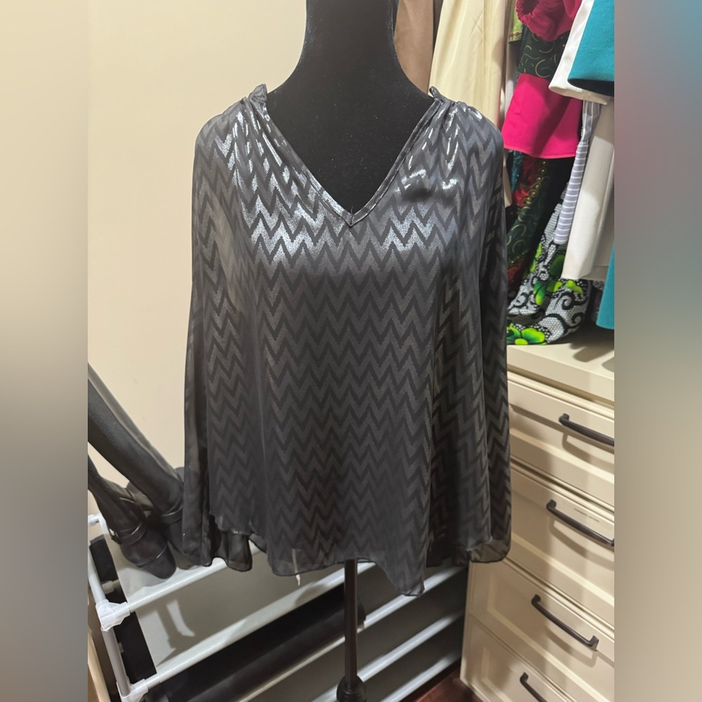 Karlie- Sheer Shimmer Top in black (Size XL)